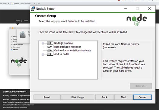 Установка node + gulp для Windows 10.